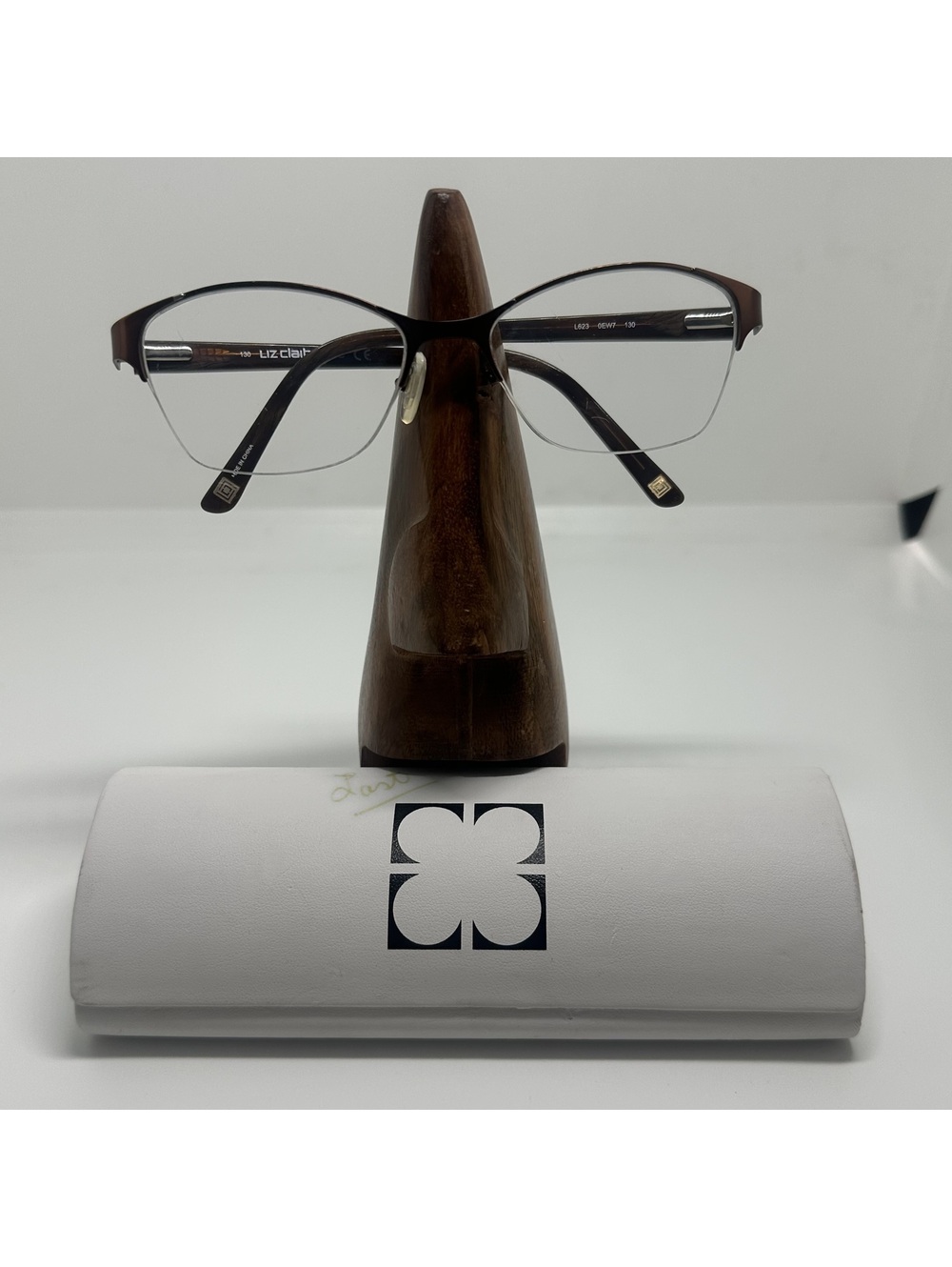 Liz Claiborne Brown Semi-Rimless Prescription Glasses Frames with Case